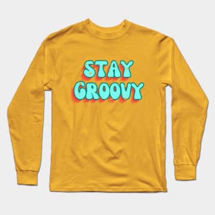 Stay Groovy | Retro Vibe | Pink 70s Style Long Sleeve T-Shirt